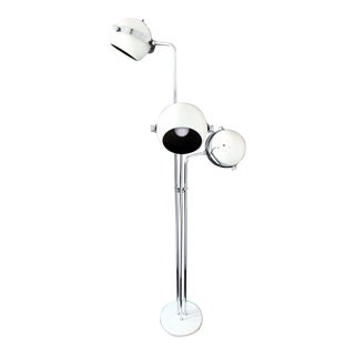Mid Century Modern Rare Sonneman 3 Head Floor Lamp Chrome & White Enamel 1970s For Sale