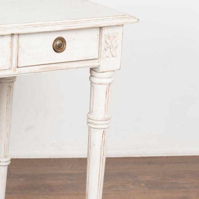 19th Century Swedish White Gustavian Three Drawer Side Table or Desk For Sale - Image 13 of 16