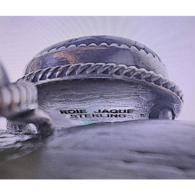 Contemporary Roie Jaque Navajo Sterling Silver Turquoise Megalodon Tooth Pendant Necklace For Sale - Image 3 of 18