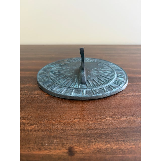 Vintage English Country Verdigris Iron Garden Sundial "Time Began in a Garden" For Sale In South Bend - Image 6 of 7