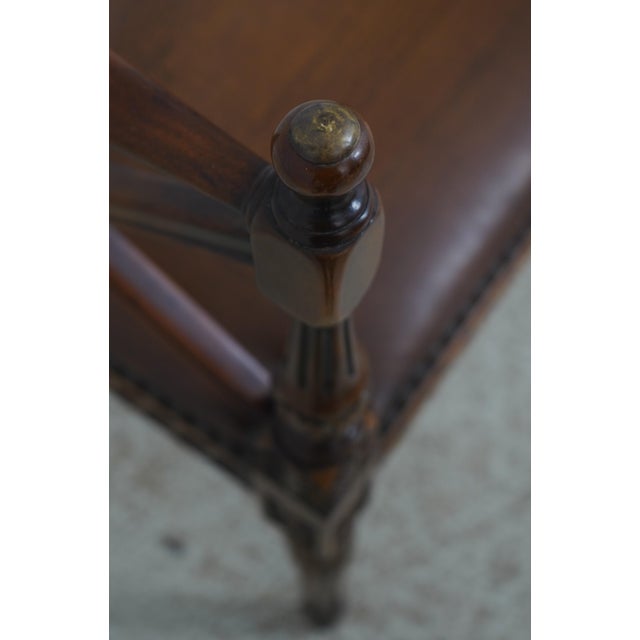1980s Theodore Alexander Regency Style Mahogany & Leather Window Bench For Sale - Image 5 of 14