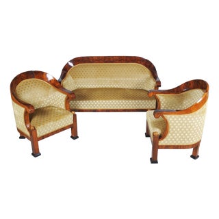 Empire Seating Set in Walnut, Austria, 1810s, Set of 3 For Sale