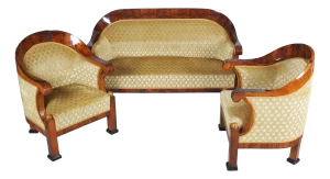Empire Seating Set in Walnut, Austria, 1810s, Set of 3