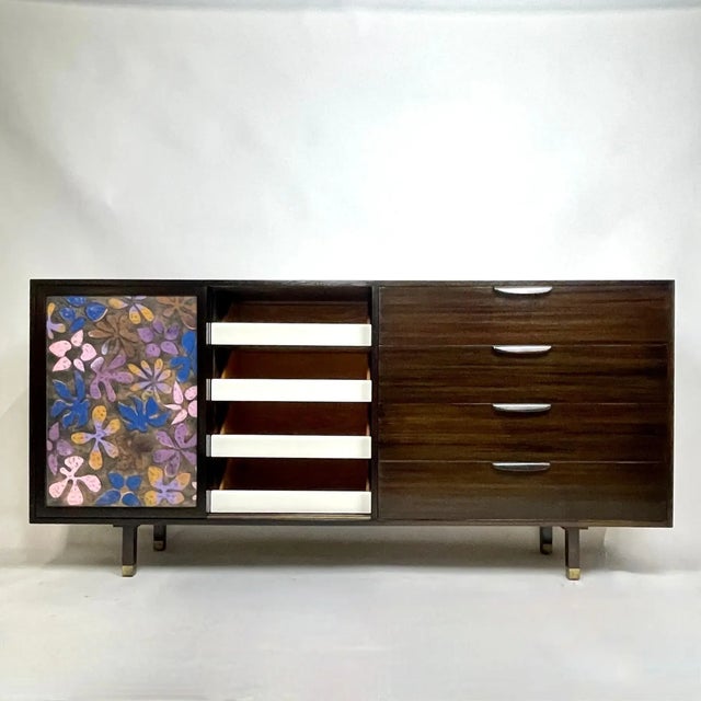 Midcentury Harvey Probber Credenza Dresser With Arpad Rasti Enameled Doors Rare For Sale - Image 9 of 11