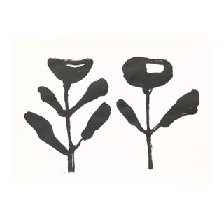 Ink and Petals 10 Modern Contemporary Black and White Painting For Sale