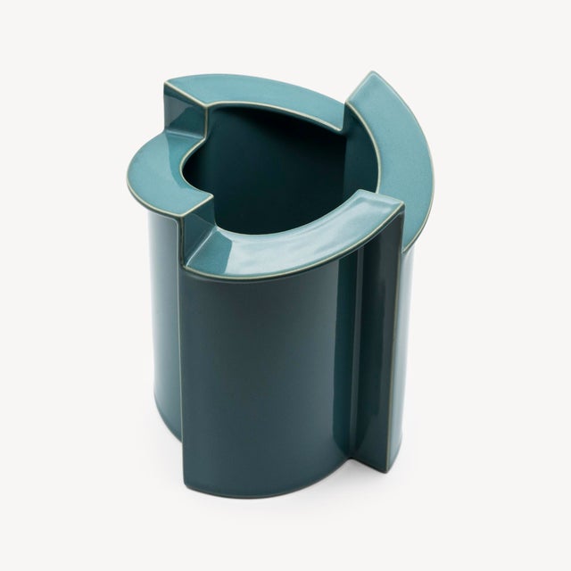 Windmill Turquoise Porcelain Vases by Jan Van Der Vaart for Rosenthal, Set of 2, 1988, Set of 2 For Sale - Image 6 of 15