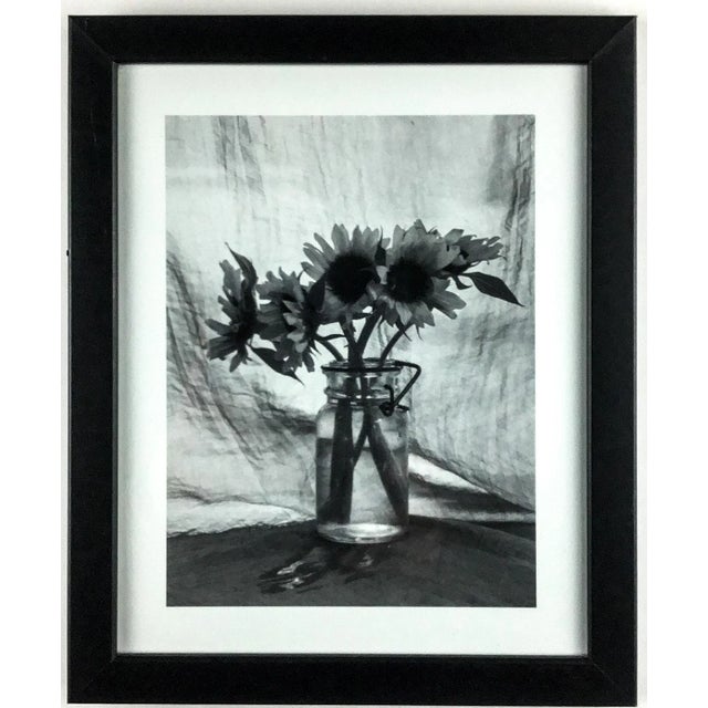 Shabby Chic Vintage Set of 3 Framed Monotone Flower Bouquets in Glass Vases For Sale - Image 3 of 9