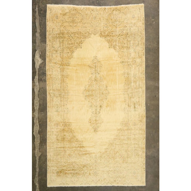 Beige Vintage Persian Kerman Rug - 10'02 x 18'10 For Sale - Image 8 of 9