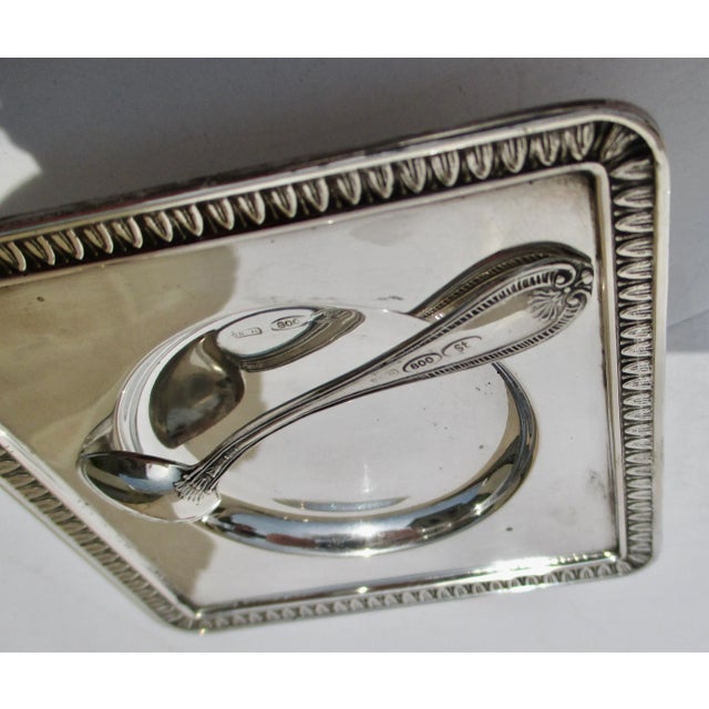Silver Italian 800 Silver Salt Cellar With Spoon -Set of 3 Pcs. For Sale - Image 8 of 8