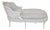 French Louis XVI Style Creme & Blue Accent Paint Decorated Chaise Lounge For Sale
