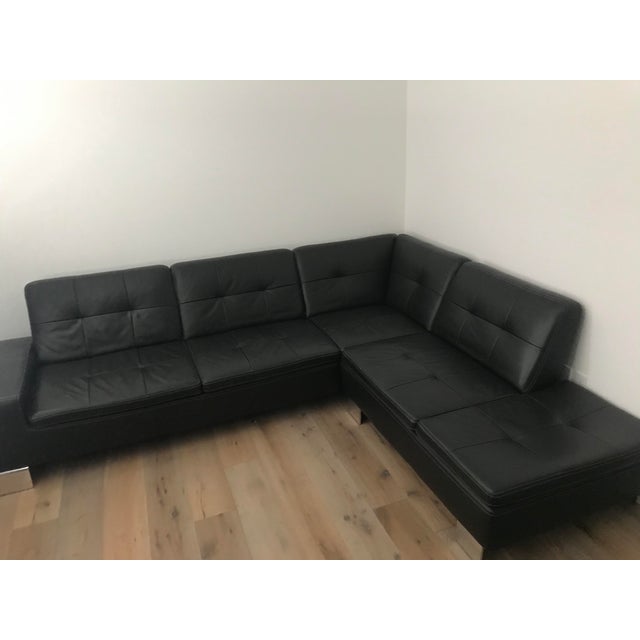 Francesca Black Leather Sectional Chairish