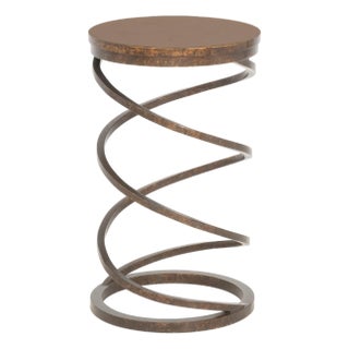 Modern Faux Marble Wrought Iron Spiral End Table For Sale
