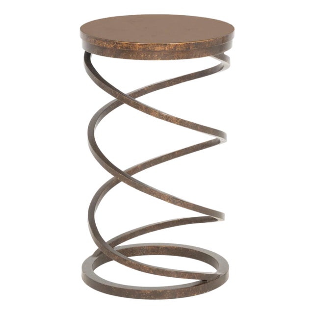 Modern Faux Marble Wrought Iron Spiral End Table For Sale