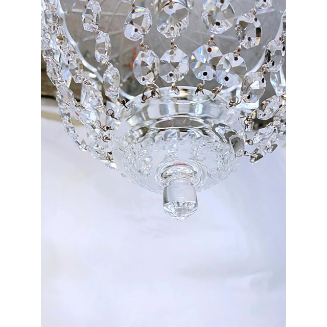 Traditional Vintage Hand Cut Glass Dish Basket Chandelier For Sale - Image 3 of 8
