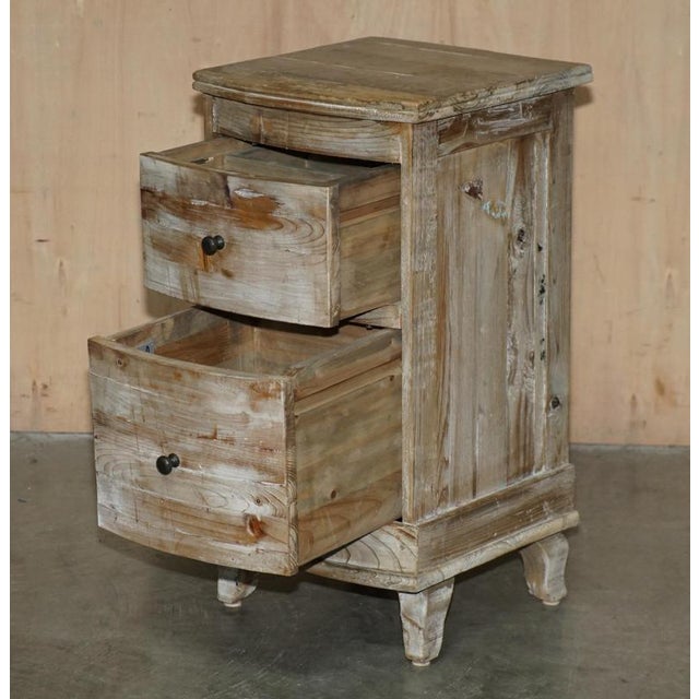 Vintage Loaf Recliamed Hardwood Nightstand with Drawers For Sale - Image 10 of 14