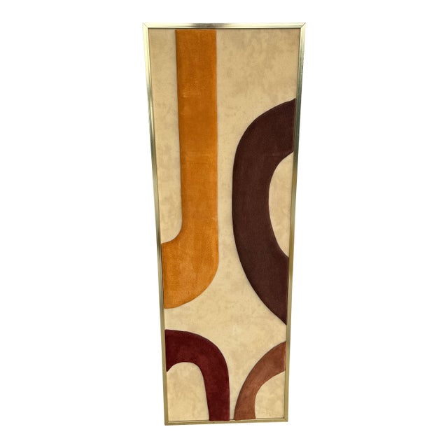 Mid Century Geometric Suede 3d Art For Sale