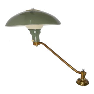 Mid Century Green Flying Saucer Table Lamp For Sale