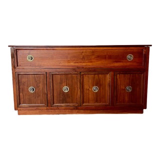 Mid Century Walnut Media Cabinet Lift Top Credenza For Sale