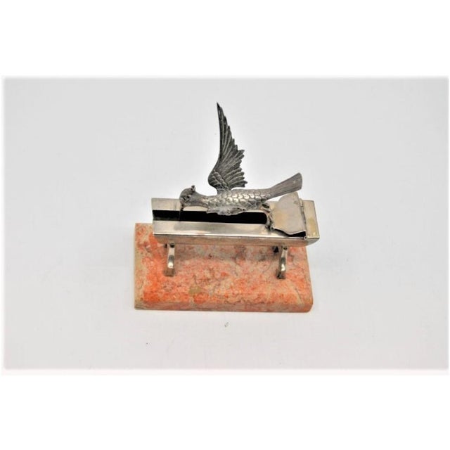 Silver Toothpick Holder with Hummingbird For Sale - Image 4 of 9