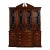 Late 20th Century Stickley Chippendale Carved Flame Mahogany Lighted Breakfront Bookcase Cabinet For Sale