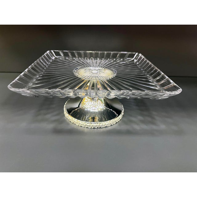 Handmade Brass Cake Stand with Etched Glass Top For Sale - Image 6 of 9