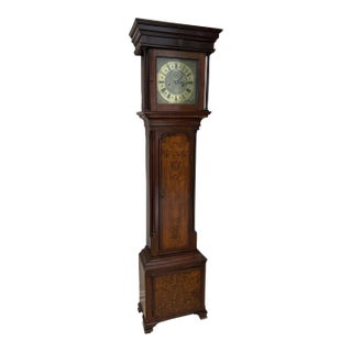 Circa 1820 Brass Face English 8 Day Grandfather Clock For Sale