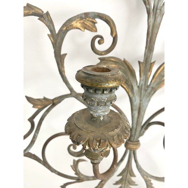 1960s Italian Hand-Painted Candelabra Wall Sconce For Sale - Image 10 of 11