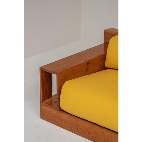 Wood Mid-Century Modern Italian Lounge Chair with Wood Frame and Yellow Upholstery, 1970s For Sale - Image 7 of 9