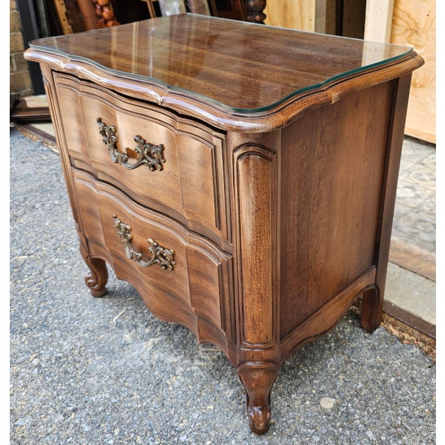 1960s Thomasville Provincial Style Fruitwood Bedside Chest For Sale - Image 9 of 11