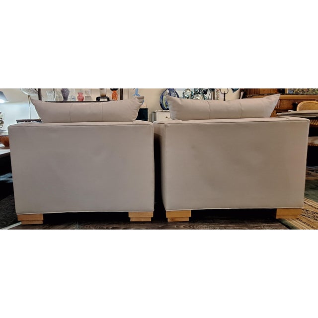 Late 20th Century Larry Laslo for Directional Pair of Custom Leather Arm Chairs For Sale - Image 11 of 12