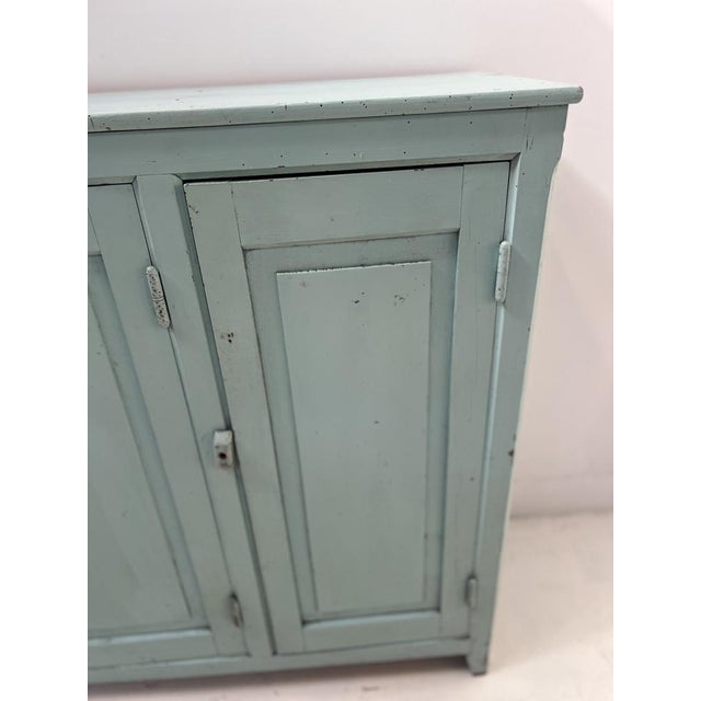 Parisian kitchen buffet with three doors in patinated beechwood Three doors with paneled frames on the front Wooden latch...