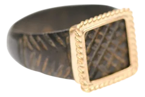 Bronze Roman Ring w 21 K accents, Size 7.25