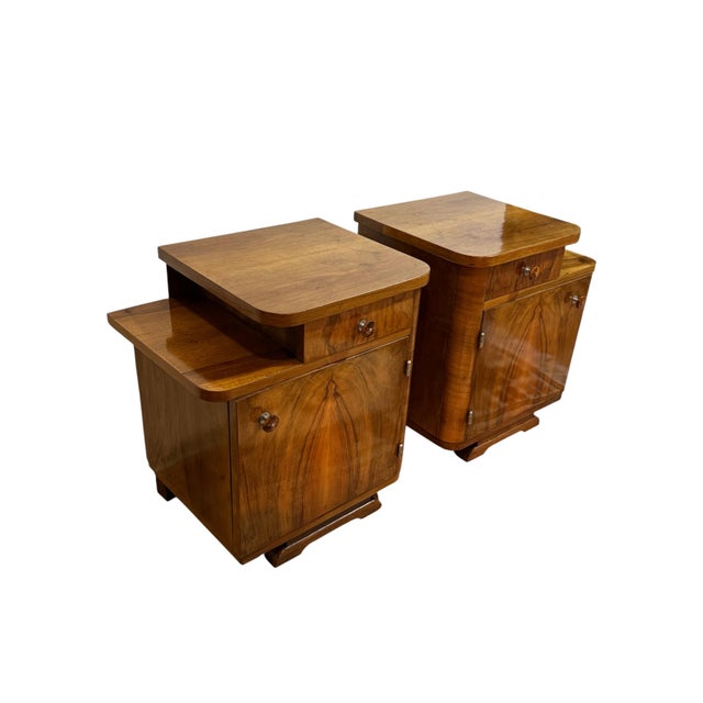 1930s Art Deco Nightstands, Central Europe 1930s, Set of 2 For Sale - Image 5 of 13