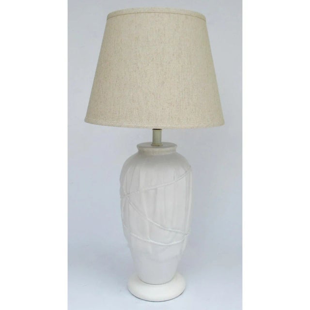 Mid-Century Modern C.1970's Cinched & Rope Tied, Wet Drapery - a La "Christo-Style Wrapped" White Poder-Coated Plaster Satin Lamp by Frederick Cooper For Sale - Image 3 of 13