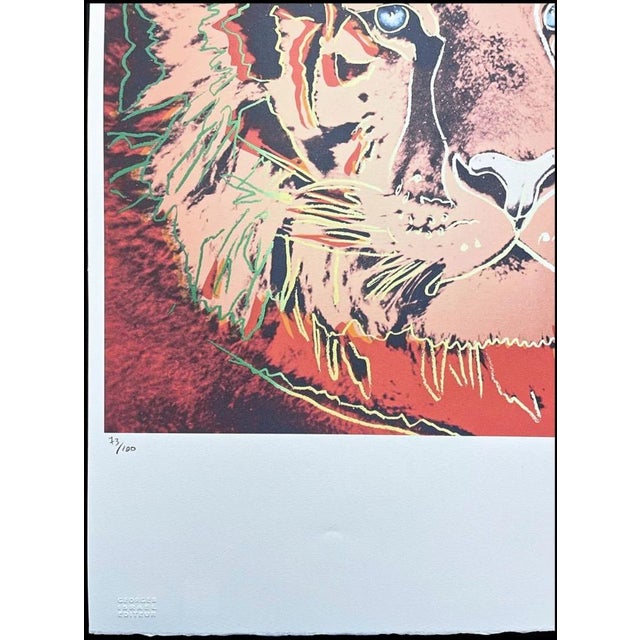 Mid-Century Modern After Andy Warhol, Tiger on a Dark Background, 1980s, Lithograph For Sale - Image 3 of 7