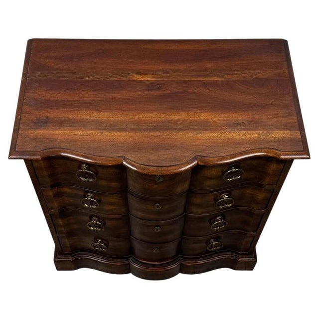 2000 - 2009 20th Century Georgian Hardwood Serpentine Chest of Drawers For Sale - Image 5 of 12