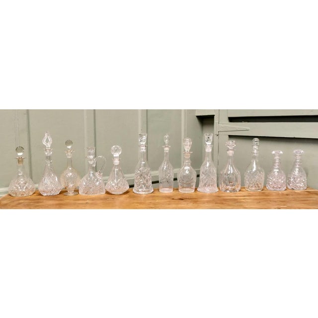 Collection of early 20th/19th Century Glass and Crystal decanters Pub Decoration A good Large collection, all in good used...