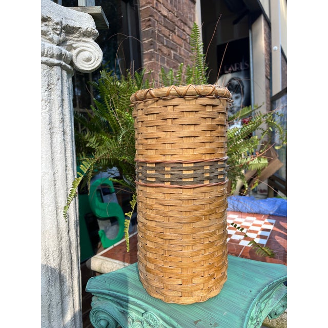 1970s Vintage Wicker Umbrella Stand Chairish