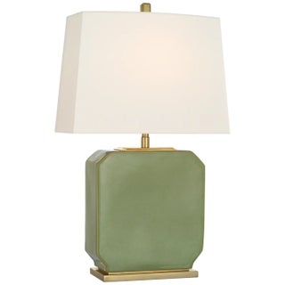 Thomas O'Brien by Visual Comfort Signature Monique 20" Table Lamp in Silk Green with Linen Shade For Sale