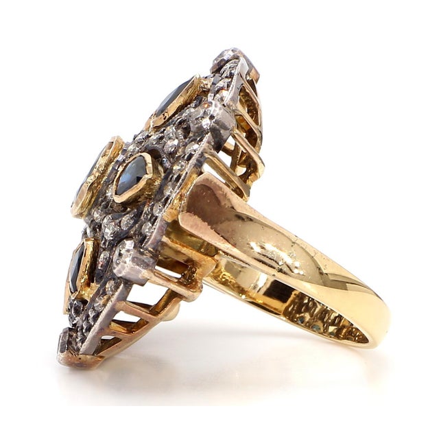 Traditional 2.57 Carat Blue Sapphire and Diamond Gold Ring, Size 7.75 For Sale - Image 3 of 9