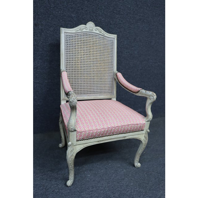 French Louis XVI Revival Painted Cane-Back Armchair, Late 19th Century For Sale - Image 4 of 13