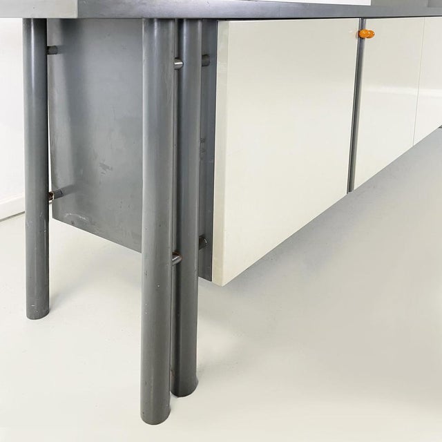 Modern Italian Rectangular Sideboard in Gray and White Wood, 1980s For Sale - Image 13 of 16