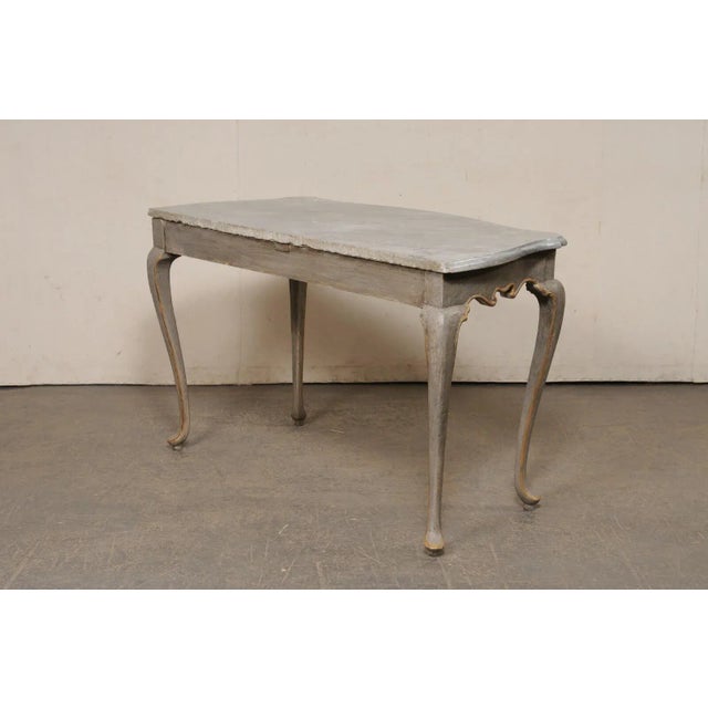 Wood 18th C. Italian Console Table W/Grey Marble Top & Nice Shapely Design For Sale - Image 7 of 10