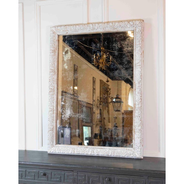 French French 19th Century Louis XIV Style Carved Wood and Stucco Mirror For Sale - Image 3 of 9