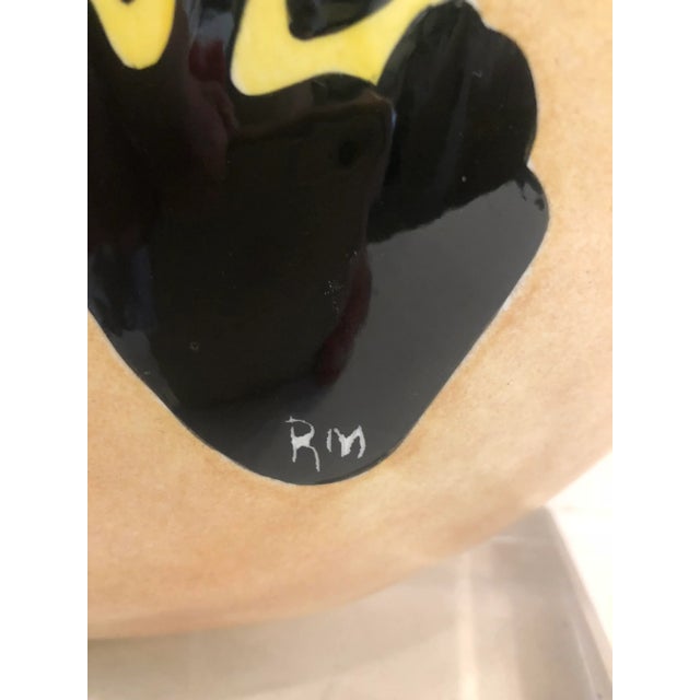 Beige Large Japanese Style Vase on Lucite Base For Sale - Image 8 of 9