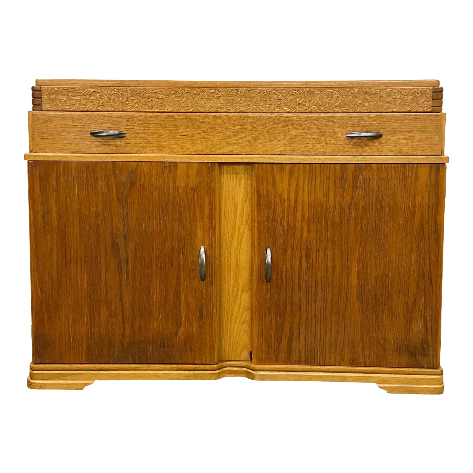 Vintage Valley Furniture Company Blonde Art Deco Style Sideboard Server