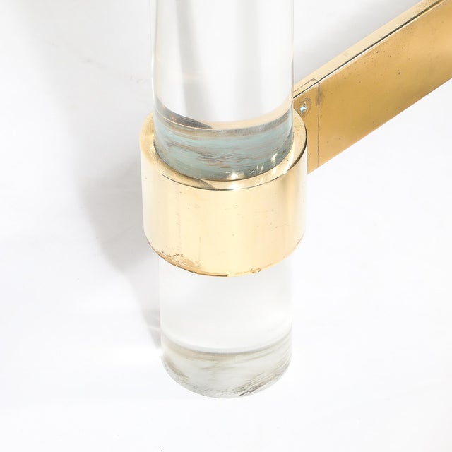 Mid-Century X Form Polished Brass & Lucite Console Table by Karl Springer For Sale - Image 10 of 14
