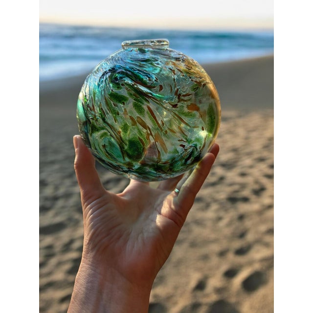 Vintage Glass Decor Fishing Floats Balls With 2001 Custom Art Glass Oregon Float Set of 5 For Sale - Image 6 of 18