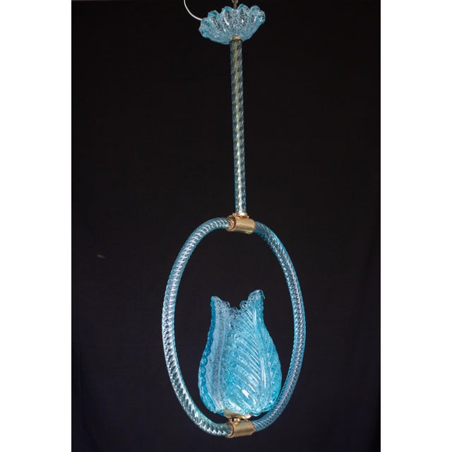 Blue Jewel Murano Glass Pendant by Barovier E Toso, 1950s For Sale - Image 11 of 12