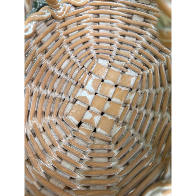 Vintage 15” Italian Handcrafted Ceramic Basket Centerpiece For Sale - Image 9 of 12